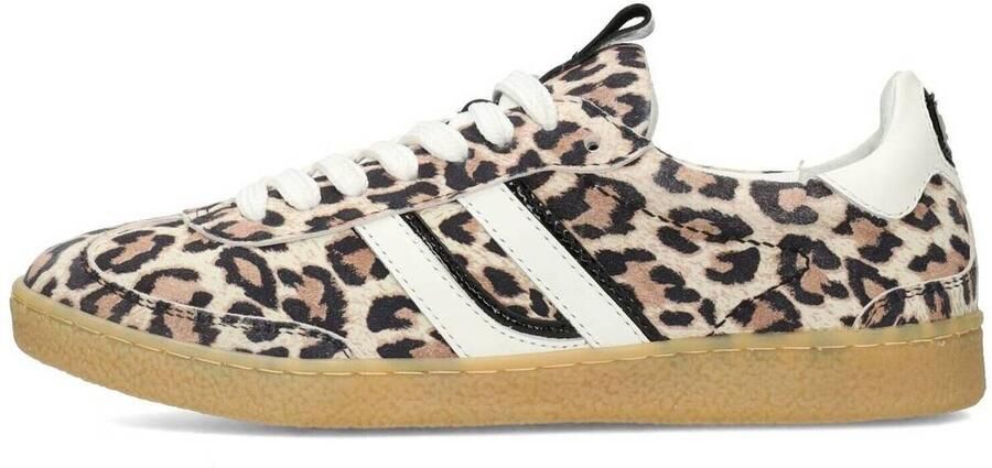 PS Poelman Polaro suède sneakers met panterprint beige - Foto 2