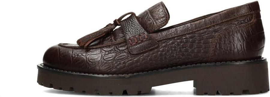 POSH by Poelman Lein chunky leren loafers met dierenprint donkerbruin - Foto 4
