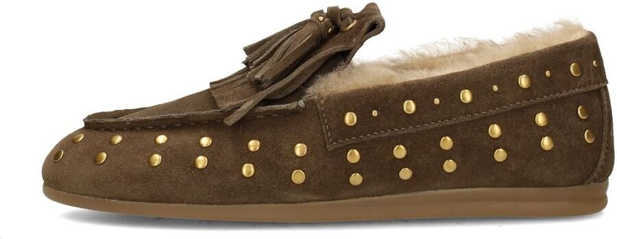 Poelman Lisa suède mocassins groen bruin - Foto 4