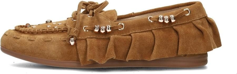 Poelman suède mocassins met studs cognac - Foto 4