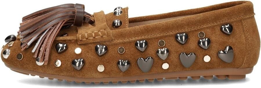 Poelman Serena suède mocassins met franjes bruin - Foto 4
