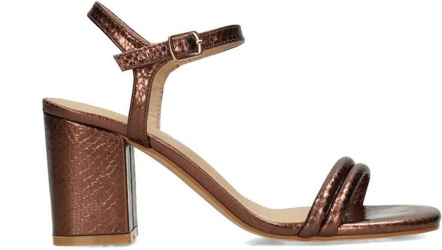 POSH by Poelman Emily imitatieleren sandalen met blokhak bruin - Foto 4