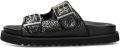 POSH by Poelman Garby leren slippers met dierenprint zwart - Zwart