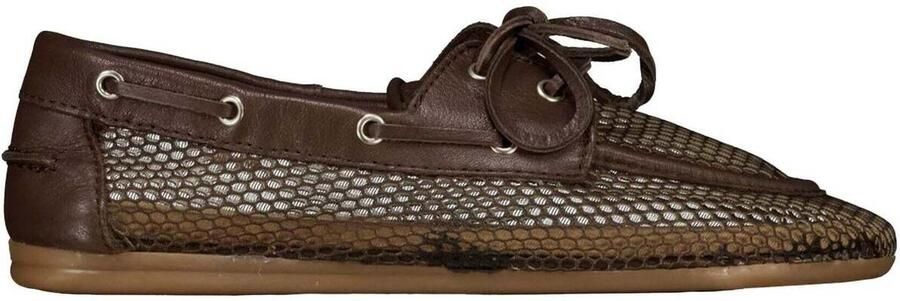 Posa Schoenen Donkerbruin Pw111 Loafers Donkerbruin Boat Loafer Mesh Leather - Foto 2