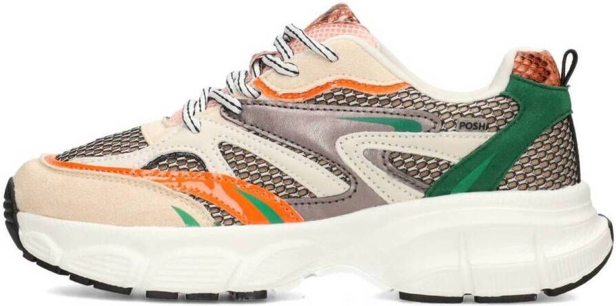 POSH by Poelman ALICE Dames Sneakers Beige Met Groen Combinatie - Foto 2