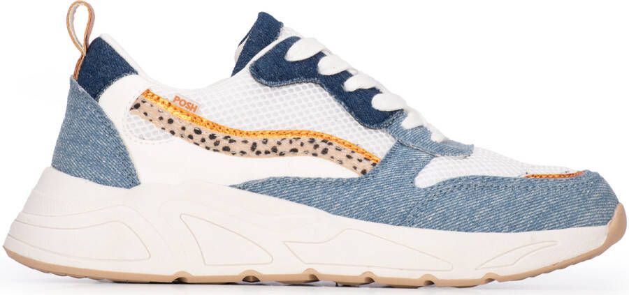 POELMAN C18582X7PSH11 denim jeans comb Blauw Mesh Lage sneakers Dames