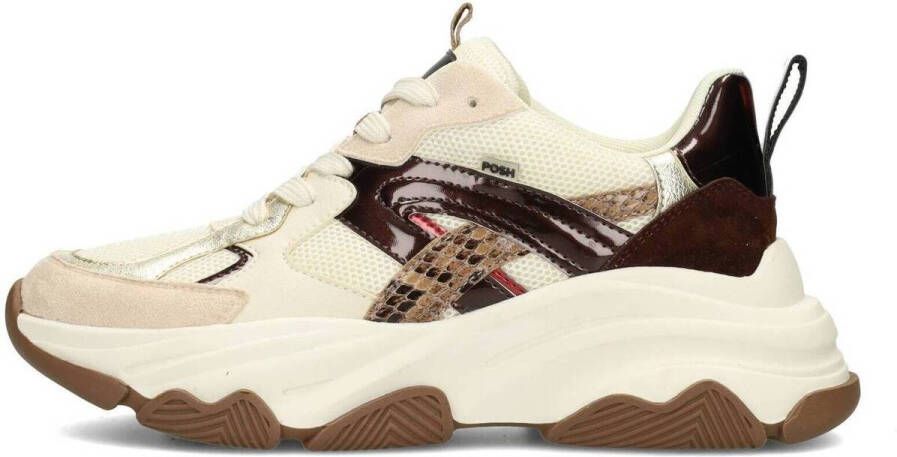 POSH by Poelman GIGI Dames Sneakers Bruin Met Beige - Foto 3