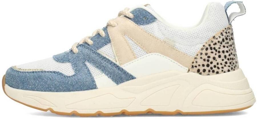 POSH by Poelman Carocel chunky sneakers wit blauw denim - Foto 2