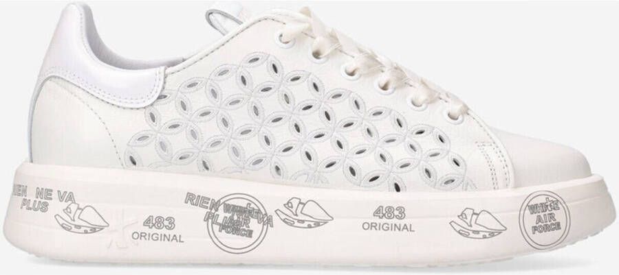 Premiata Witte Leren Veterschoenen met Geborduurde Details White Dames - Foto 7