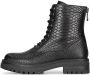 POELMAN Leren veterboot met anacondaprint Zwart Leer Veterboots Dames - Thumbnail 2
