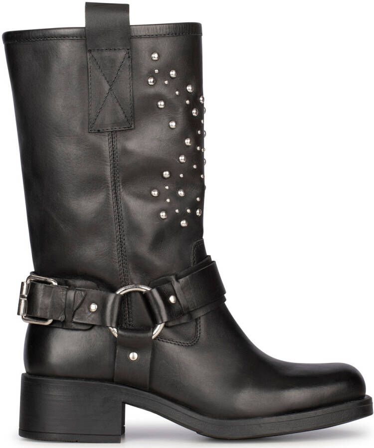 POELMAN Leren cowboylaars met studs Zwart Leer Cowboy laarzen Dames