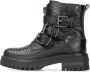 PS Poelman Monk leren enkelboots met crocoprint zwart Meisjes Leer Dierenprint 31 - Thumbnail 3