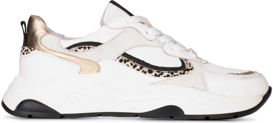 PS Poelman IVA Dames Sneakers Wit met goud combinatie
