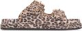PS Poelman suède slippers met panterprint bruin - Bruin