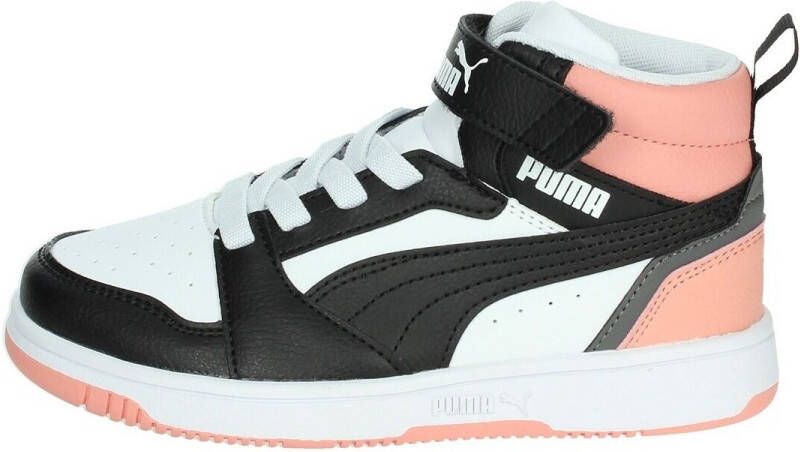Puma rebound v6 mid sneakers wit roze kinderen