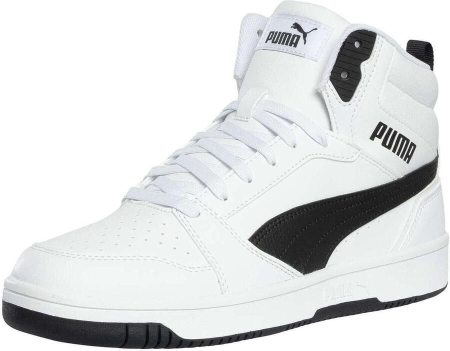 Puma Rebound v6 Mid V6 Mid sneakers lichtgrijs donkerblauw rood Jongens Meisjes Imitatieleer 39 - Foto 17