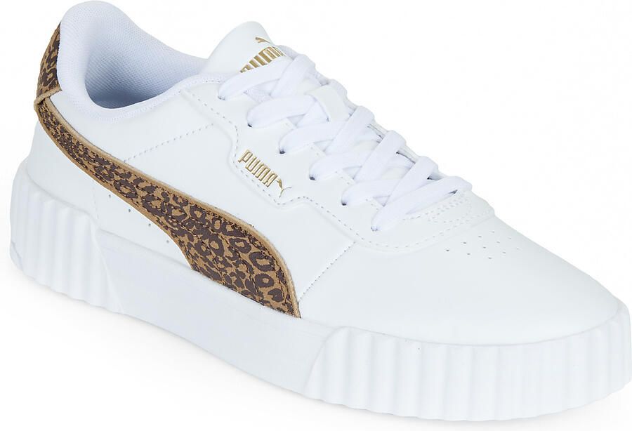Puma Carina 3.0 imitatieleren sneakers met panterprint wit taupe - Foto 5