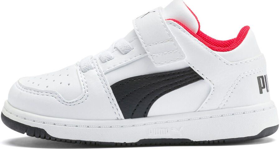 PUMA Rebound Layup Lo SL V Inf Sneakers Kinderen White- Black-High Risk Red - Foto 4