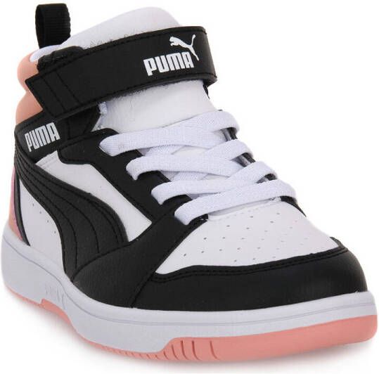 Puma rebound v6 mid sneakers wit roze kinderen