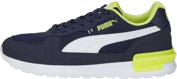 Puma Stijlvolle blauwe sneaker met gele en witte accenten Blauw