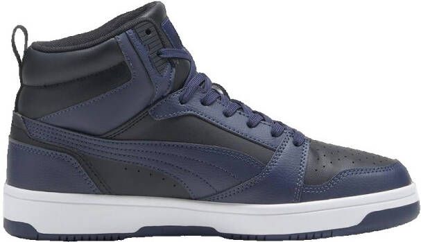 PUMA- Rebound V6 Mid Heren Sneakers Basketbalschoenen Zwart-Blauw