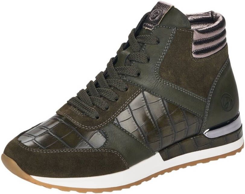Remonte Sneaker van een chique materialenmix Kaki Zilvergrijs