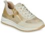 Remonte Beige Metallic Glitter Sneaker met Rits Beige Dames - Thumbnail 5