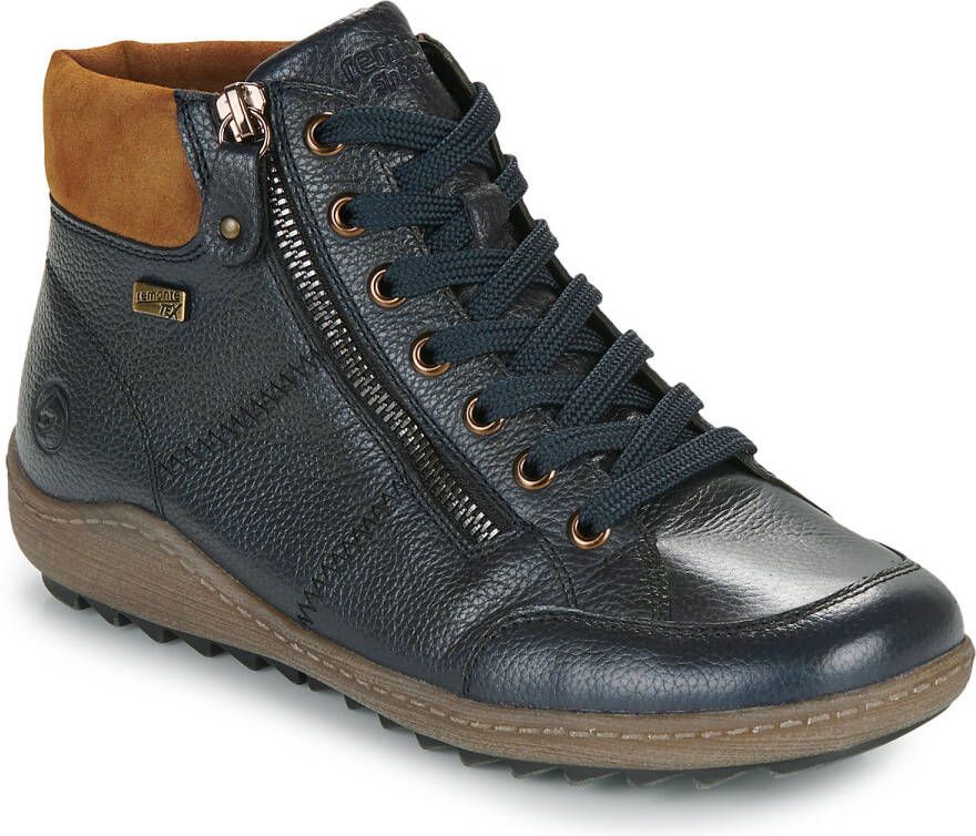 Remonte Veterschoenen flats comfort schoen enkellaars met logo-embossing en contraststiksels