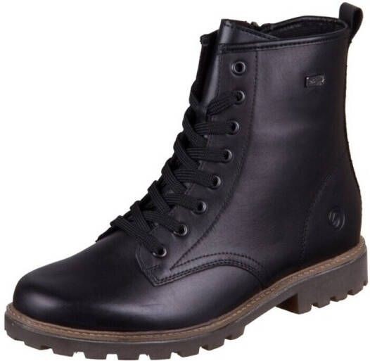 Remonte Zwarte Leren Dames Veterboots Zwart - Foto 2