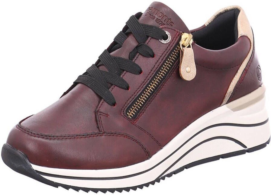 Remonte Sneakers met sleehak vrijetijdsschoen lage schoen veterschoen met gouden logo-hanger