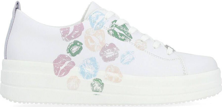 Remonte Leuke witte vegan sneaker met gekleurd mondjes patroon White Dames - Foto 5