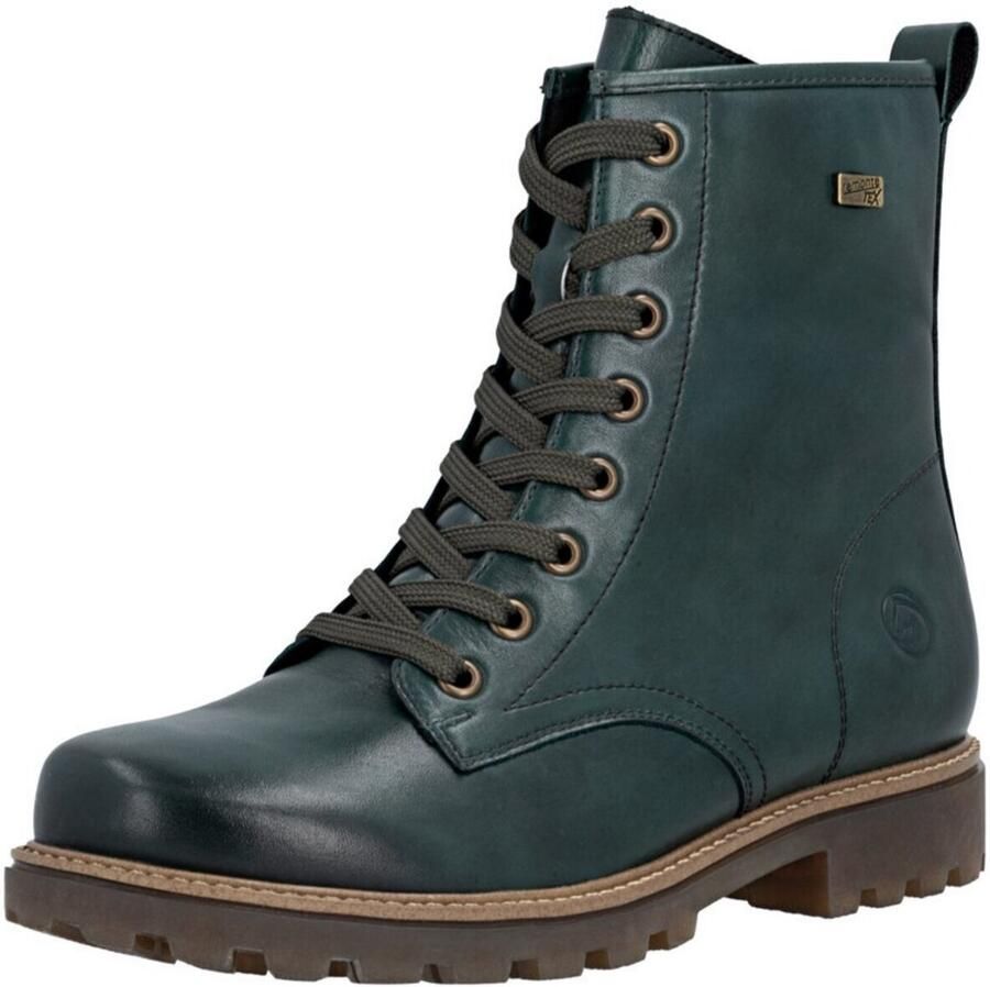 Remonte Groene Leren Veterboots Dames Groen - Foto 2