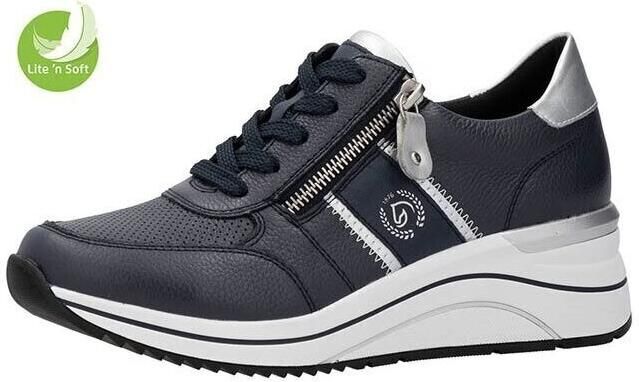 Remonte Sneakers met sleehak vrijetijdsschoen lage schoen veterschoen met metallic contrastaccenten