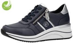 Remonte Sneakers met sleehak vrijetijdsschoen lage schoen veterschoen met metallic contrastaccenten
