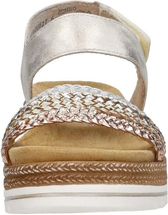 Remonte Sleehaksandaaltjes ELLE-Collection zomerschoen sandaal sleehak met vlechtbandage in metallic-look - Foto 6