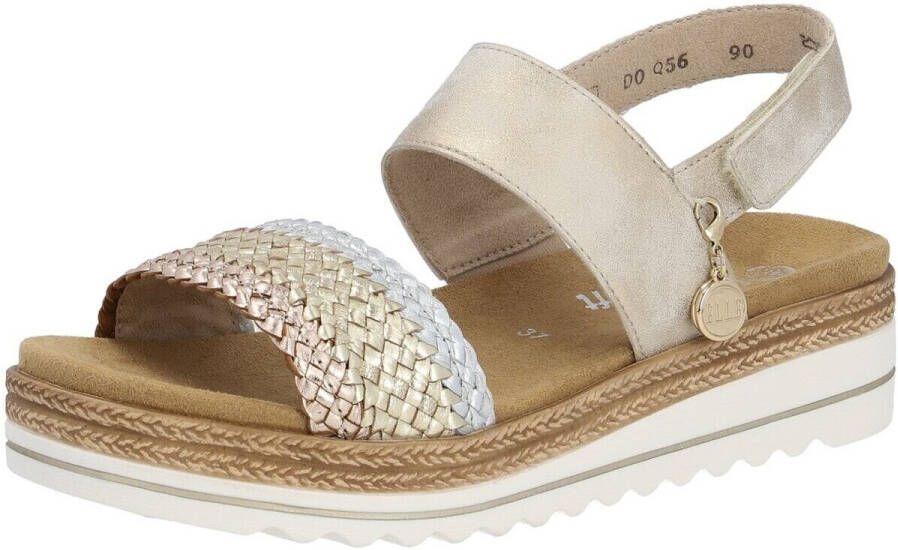 Remonte Sleehaksandaaltjes ELLE-Collection zomerschoen sandaal sleehak met vlechtbandage in metallic-look - Foto 6