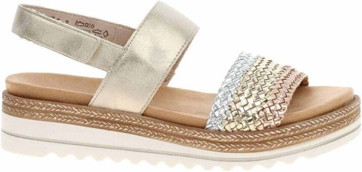 Remonte Sleehaksandaaltjes ELLE-Collection zomerschoen sandaal sleehak met vlechtbandage in metallic-look - Foto 5