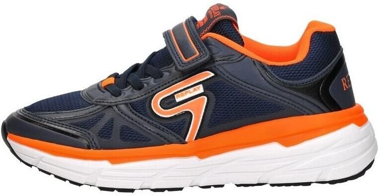 REPLAY Christal JR sneakers donkerblauw neon oranje - Foto 9