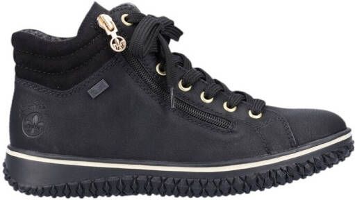 Rieker Zwarte Veters en Rits Laarzen met Gouden en Witte Accenten Black Dames - Foto 3