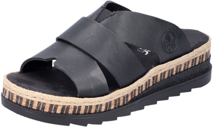 Rieker Slippers sleehak zomerschoen slippers met jute omlijsting