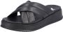 Rieker Comfortabele Zwarte Leren Zomerslipper Black Dames - Thumbnail 2