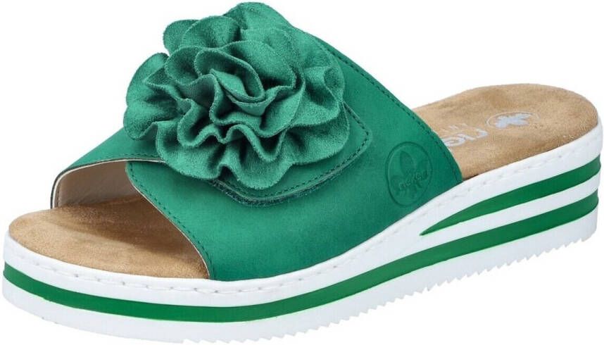 Rieker Slippers zomerschoen poolslide strandschoen sleehak met klittenbandsluiting