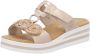 Rieker -Dames roze-goud metallic slippers & muiltjes - Thumbnail 4