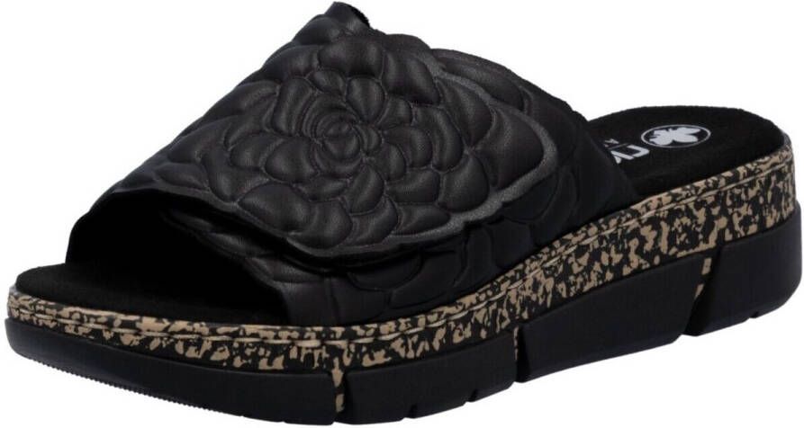 Rieker Slippers Zomerschoen klittenbandschoen huisschoen plateau met klittenbandsluiting