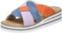 Rieker Slippers Zomerschoen strandschoen huisschoen met twee kleurige plateausool - Thumbnail 1