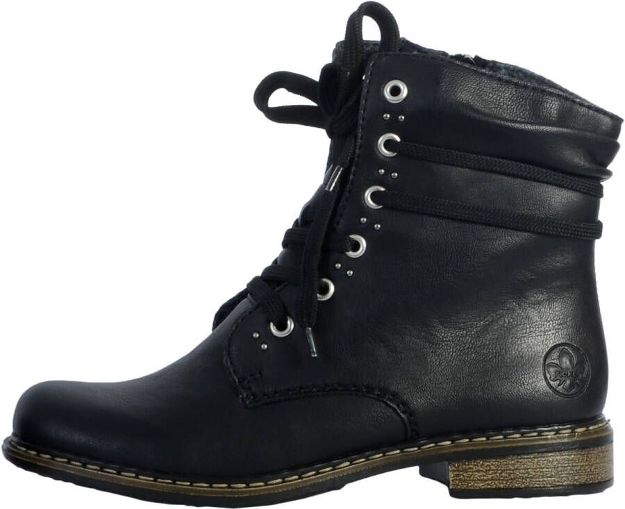 Rieker Hoge veterschoenen winterboots blokhak enkellaarsjes met subtiele studs
