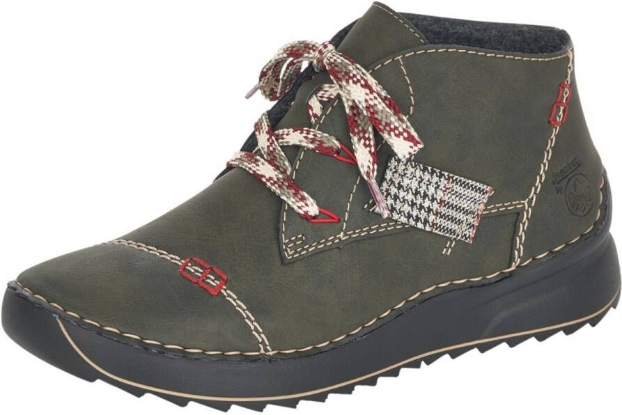Rieker Hoge veterschoenen met opgestikte garnering opzij