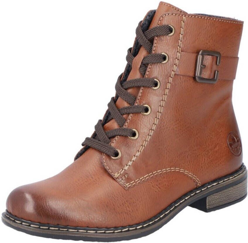 Rieker Veterlaarsjes veterschoenen klassieke laarzen blokhak in used-look
