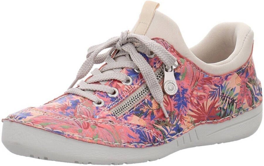 Rieker Slip-on sneakers vrijetijdsschoen lage schoen instapschoen met opgezette vetersluiting