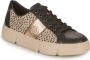 Rieker Trendy damessneaker met beige zwarte print en metallic detail Zwart Heren - Thumbnail 4